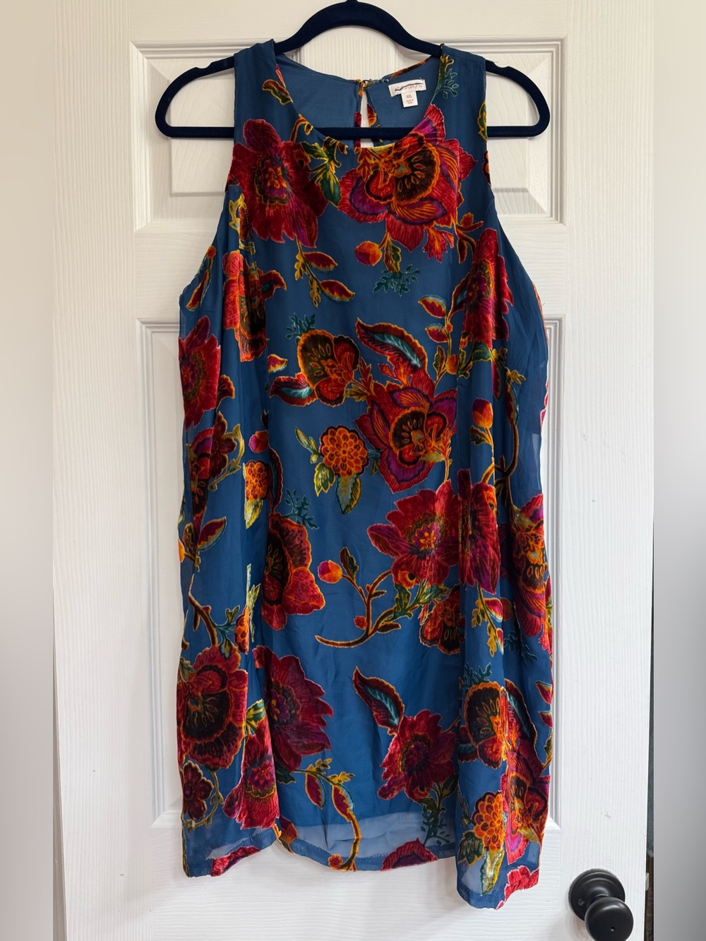 Blue Velvet Floral Shift Dress by Xhilaration XXL